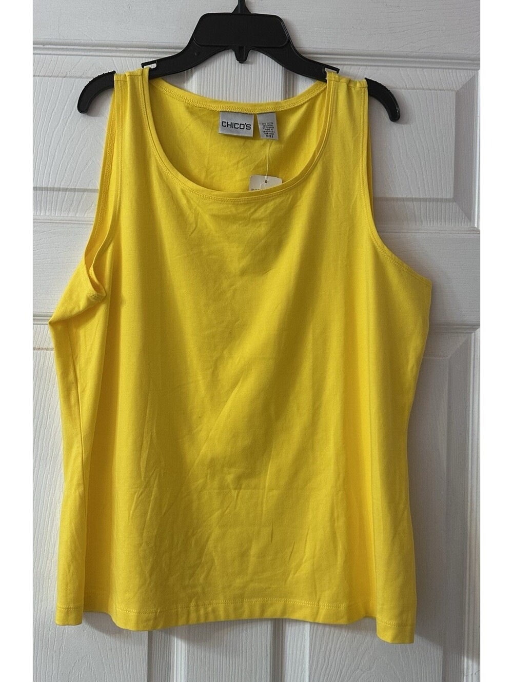 Chico’s Size 2 L XL Yellow Tank Top Supreme Knit Sleeveless Stretch NWT